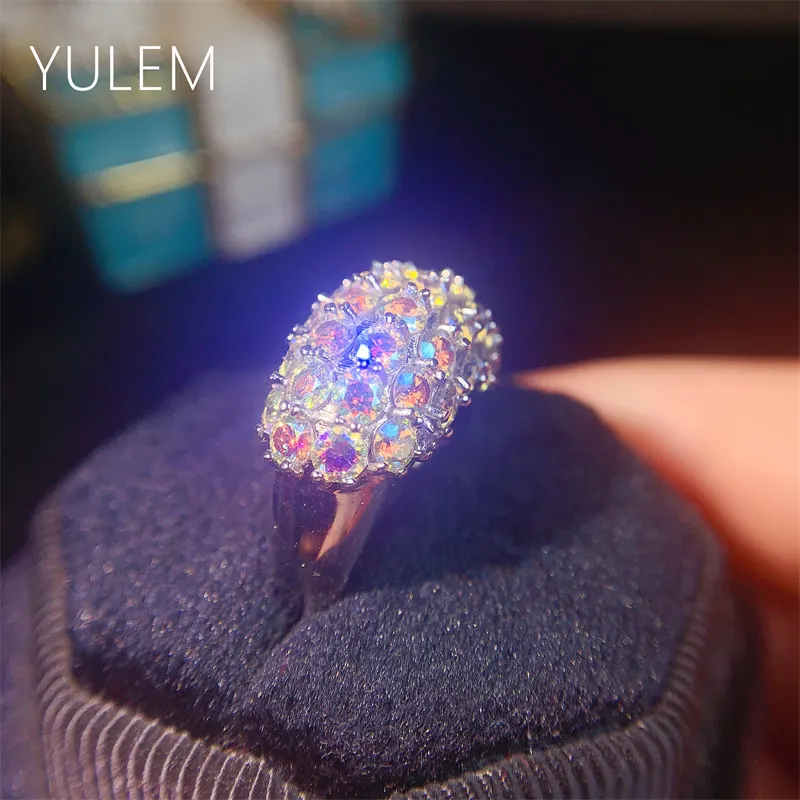 3mm Round Cut Colorful Moissanite Wedding Ring Silver 925 VVS Diamond Rings for Women Luxury Jewelry