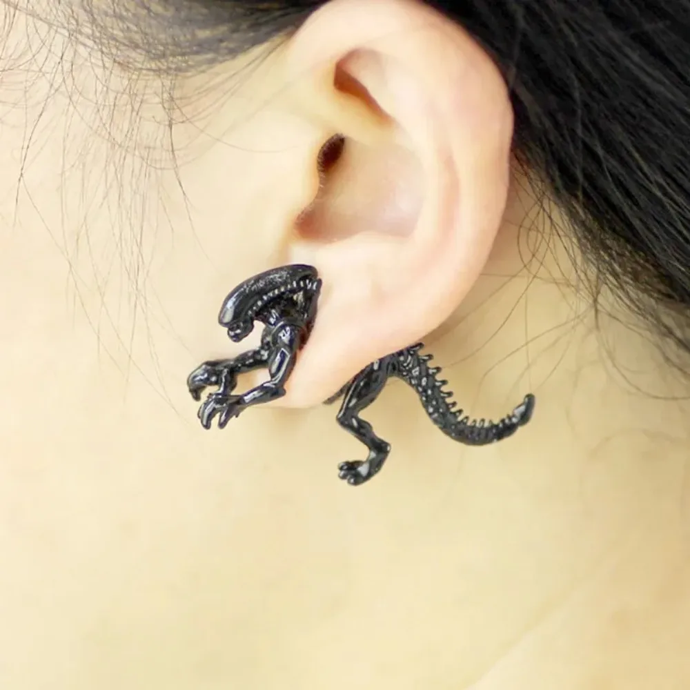 2024 New Creative Trend Dinosaur Earrings Festival Fashion Women's Men's Horror Monster Alien Earrings Hip Hop Punk PartyJewelry