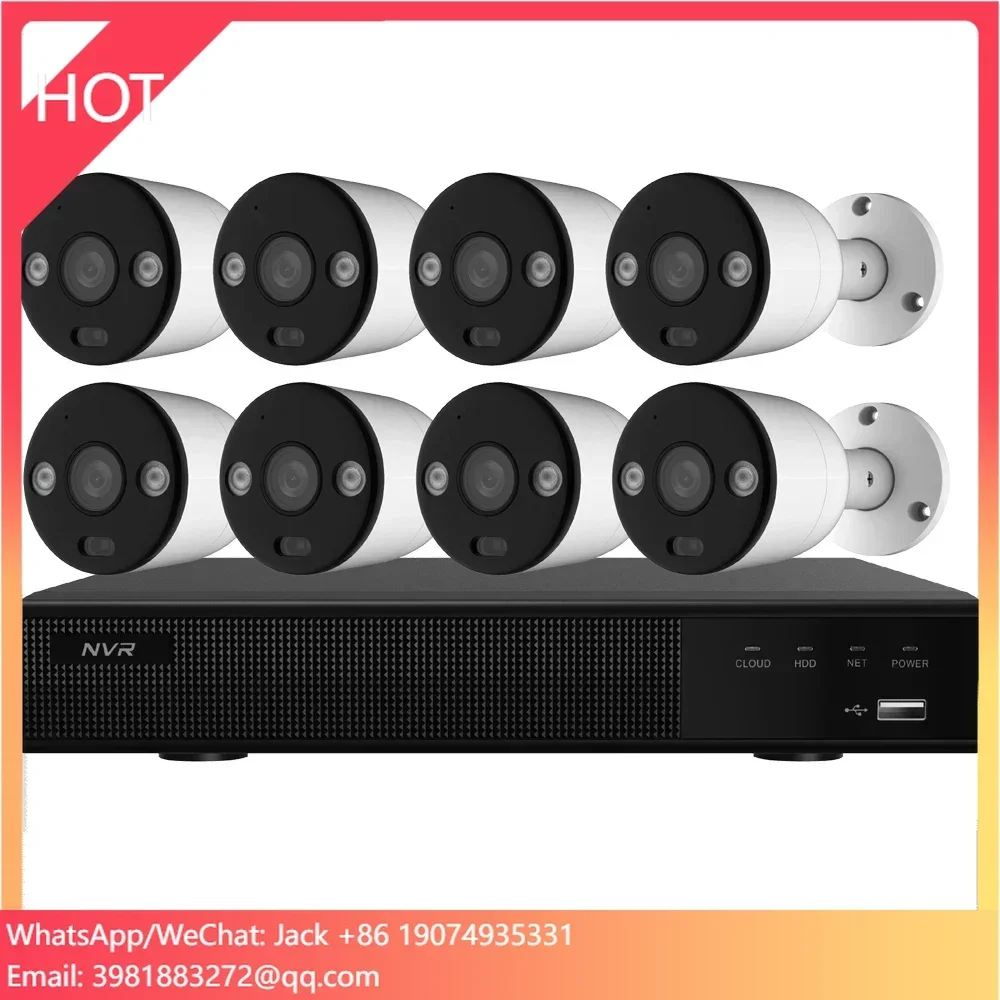 8CH 4K PoE Sistema de câmera de segurança Kits NVR de vigilância doméstica 8pcs 8MP 5MP Câmera de segurança IP externa e interna