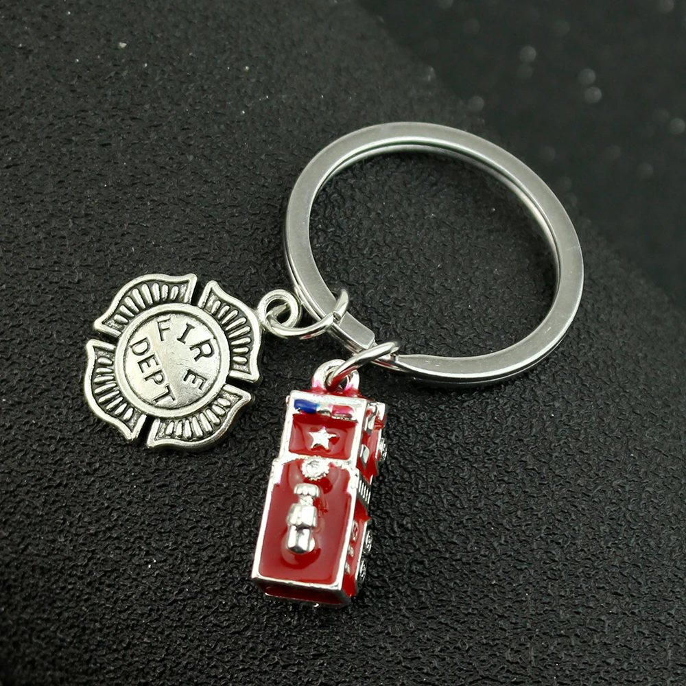 Fire KeyChain Engine Fire Extinguisher Axe Fire Cap Fire Dept Fireman Firefighter KeyRing Accessories Jewelry Gift