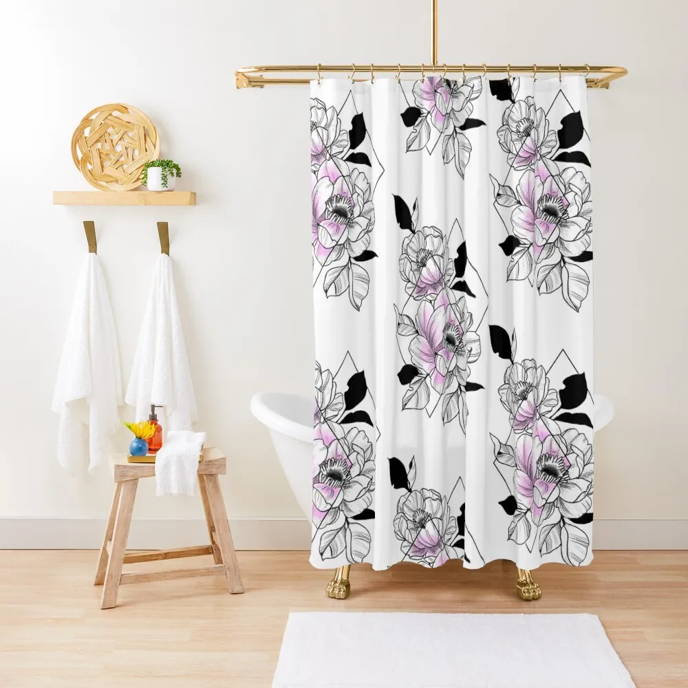 

Peonies Shower Curtain Waterproof Shower And Anti-Mold For Bathrooms Bathroom Shower For Bathrooms Curtain