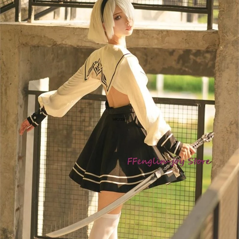 Nier Automata Cosplay Costume Yorha 2B Sailor Suit Sexy Outfit Games Suit Women Role Play Girls Halloween Party Fancy Dress