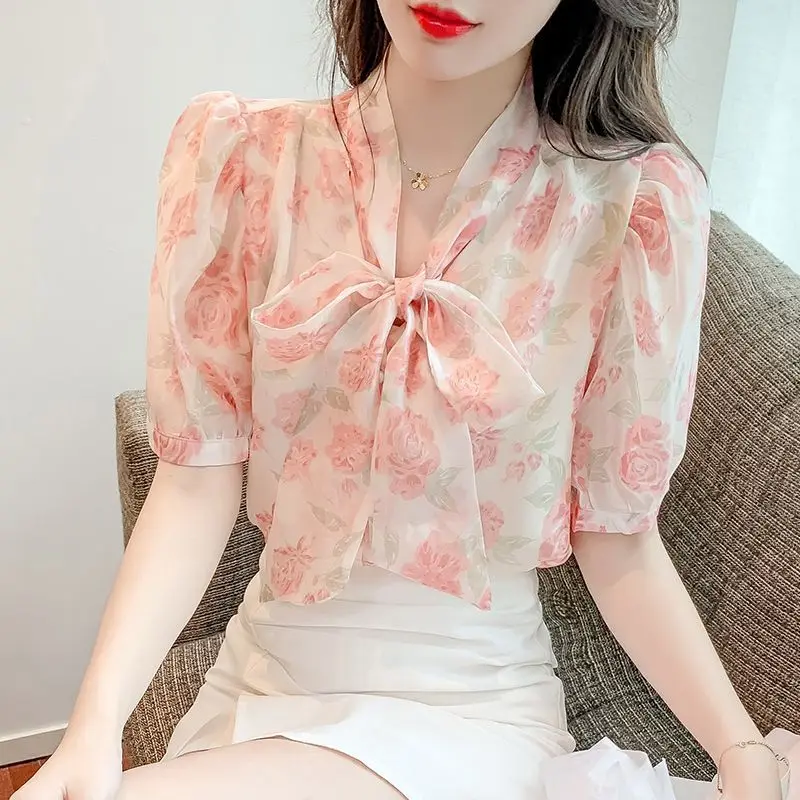 

Summer Fashion Print Chiffon Blouse