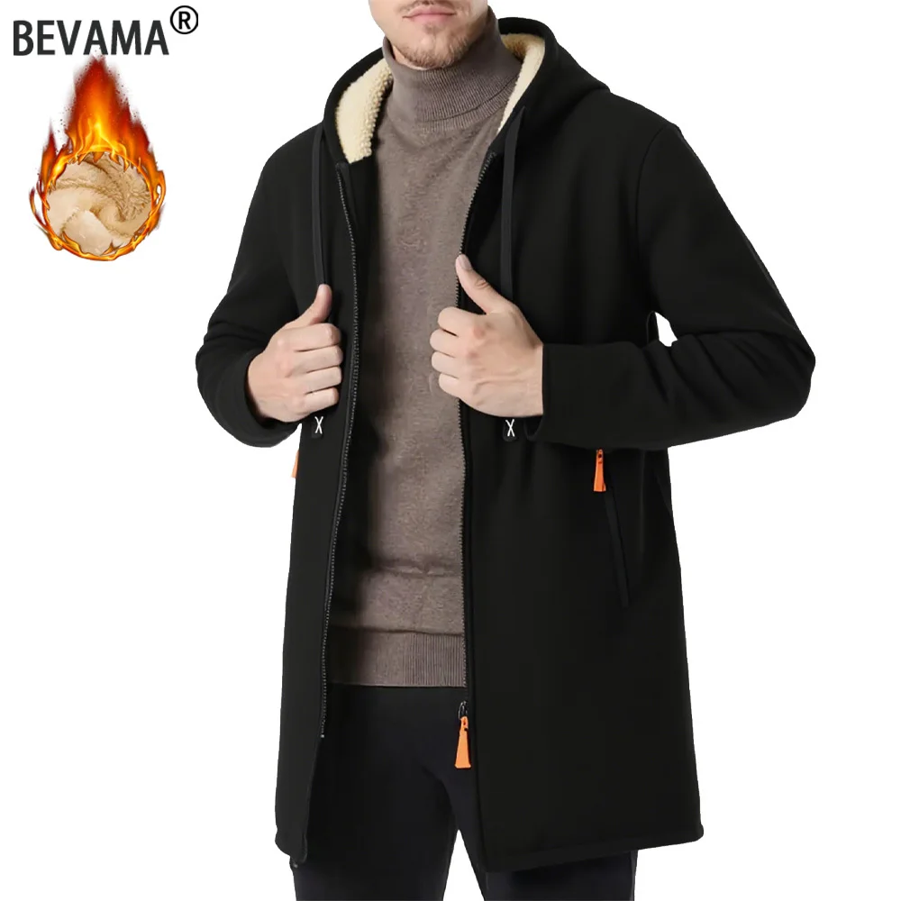 

Мужская утепленная куртка на молнии, зимнее теплое длинное пальто, модная деловая куртка с капюшоном, дизайн на молнии, повседневное уличное ветрозащитное пальто
