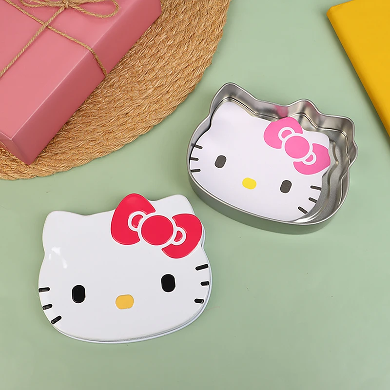 

Kawaii Hello Kitty Удобная заметка с коробкой для хранения Мультяшные Липкие заметки симпатичный металлический органайзер детские подарки