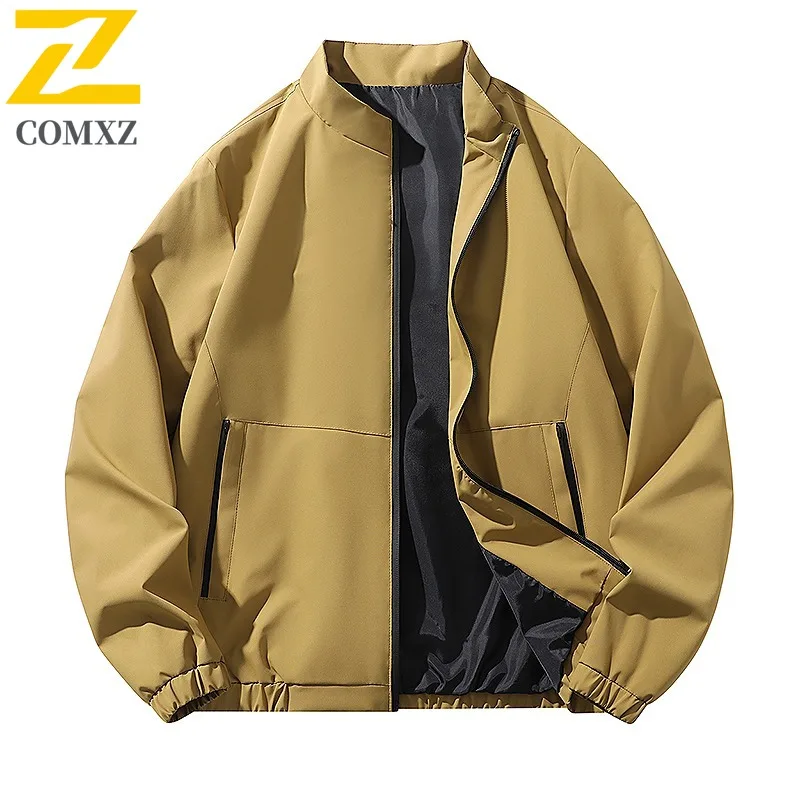 

COMXZ Men Jacket Casual Baseball Collar Outdoor Cycling Lightweight Coat Daily Style Windproof Autumn Motorcycle Jackets