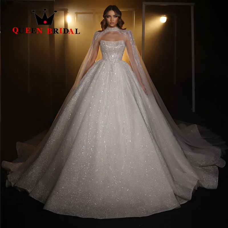 

Sleeveless Boat Neck Wedding Dresses 2024 Exquisite Sequined Lace Backless Birdal Ball Gowns Vestidos De Novia Custom Y06X