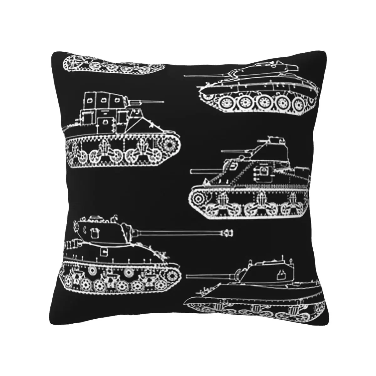 US Tanks Of World War II Square Pillowcase Pillow Cover Cushion Zip Decorative Comfort Throw Pillow for Home Bedroom