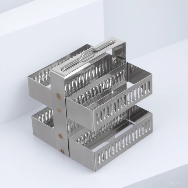 

30 Positions Stainless Steel Glass Slides Rack Staining Rack Microscope Slides Holder Lightweight Slide Storage Drying