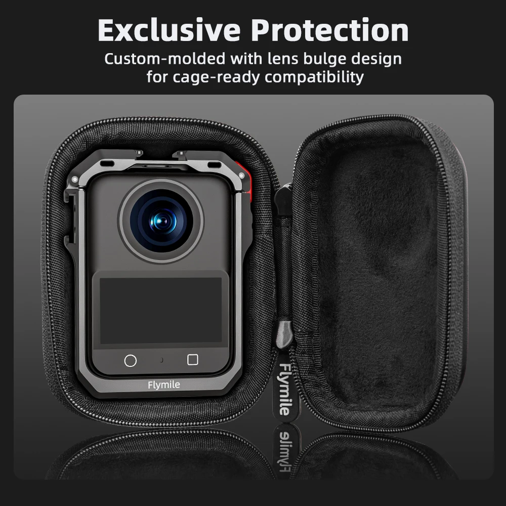 حقيبة صغيرة متينة لـ DJI Osmo 360، حقيبة تخزين PU، حقيبة يد مقاومة للغبار مع حلقة تسلق/حلقة على شكل حرف D، ملحقات قفص الكاميرا المتوافقة