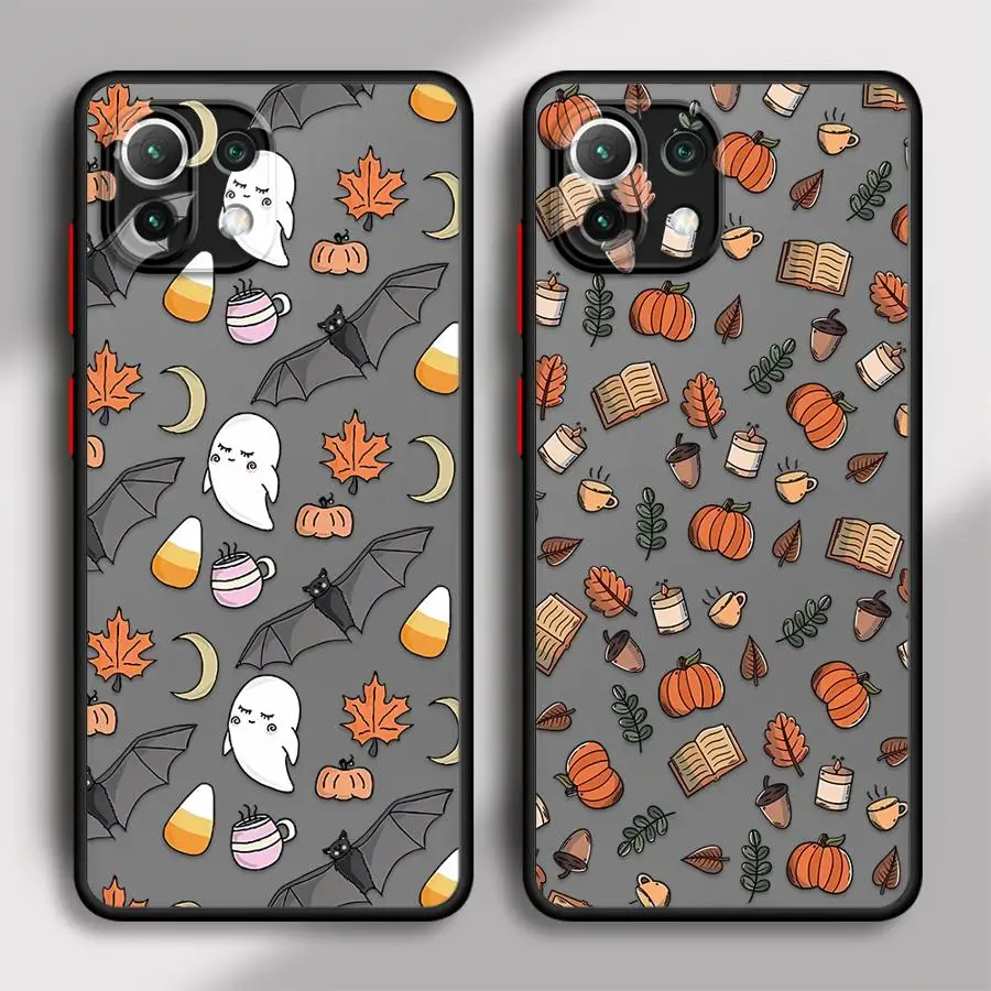 Custodia posteriore per telefono per Xiaomi Mi 11T 12x14 13 Pro 13 11 Lite 10T 12T Cartoon Maple Leaf Modello zucca