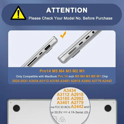 Imagen 2 del producto Funda Compatible con MacBook Pro de 14 Pulgadas 2025 2024 2023 2022 2021 M5 M4 M3 M2 M1 A3434 A3112 A3185 A3401 A2918 A2992 A2779 A2442