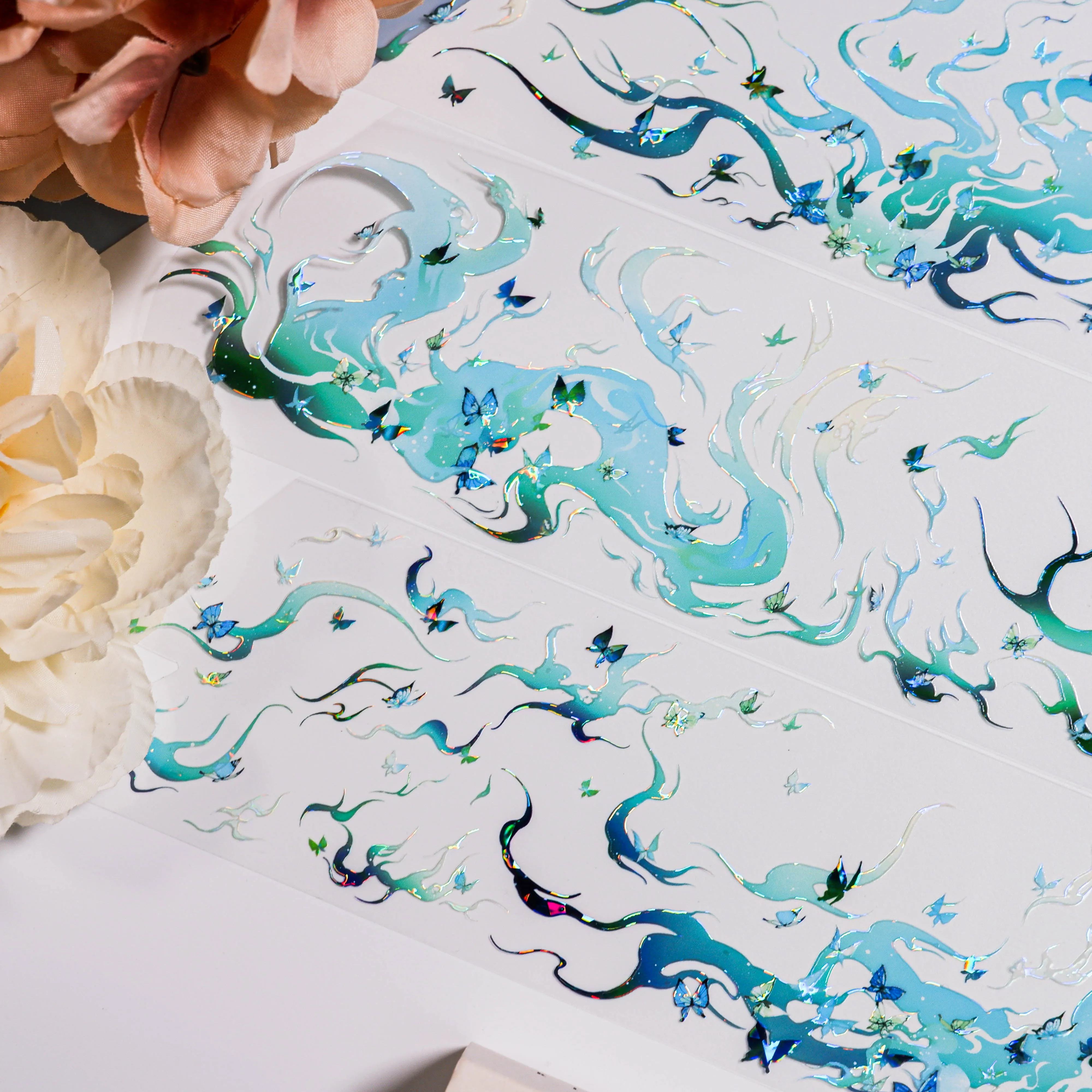 شريط واشي PET ذو حلقة واحدة من فراشة النار الوهمية للمجلات ذات المناظر الطبيعية الخلابة، مجموعة المناظر الطبيعية الأساسية