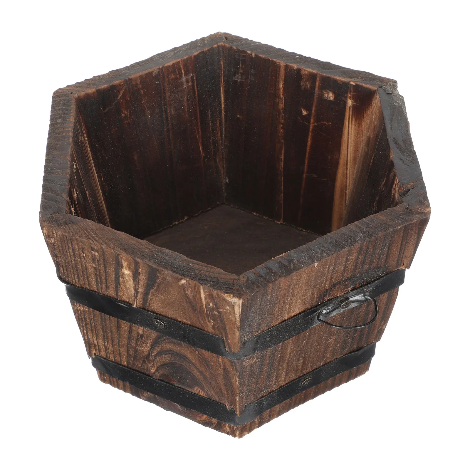

1pcs Solid Wood Flowerpot Desktop Small Rustic Decor Vase Retro Pots Wooden Indoor Barrel Planter Vintage Balcony