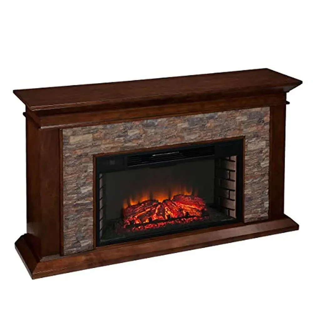 Stacked Stone Electric Fireplace with Remote Control and Supplemental Heat 60