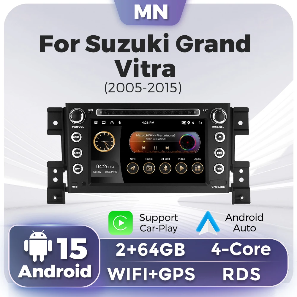 

Android 2 Din Car Radio for Suzuki Grand Vitra 3 2005 - 2015 CarPlay Auto Multimedia Player GPS Navigation Headunit FM Autoradio