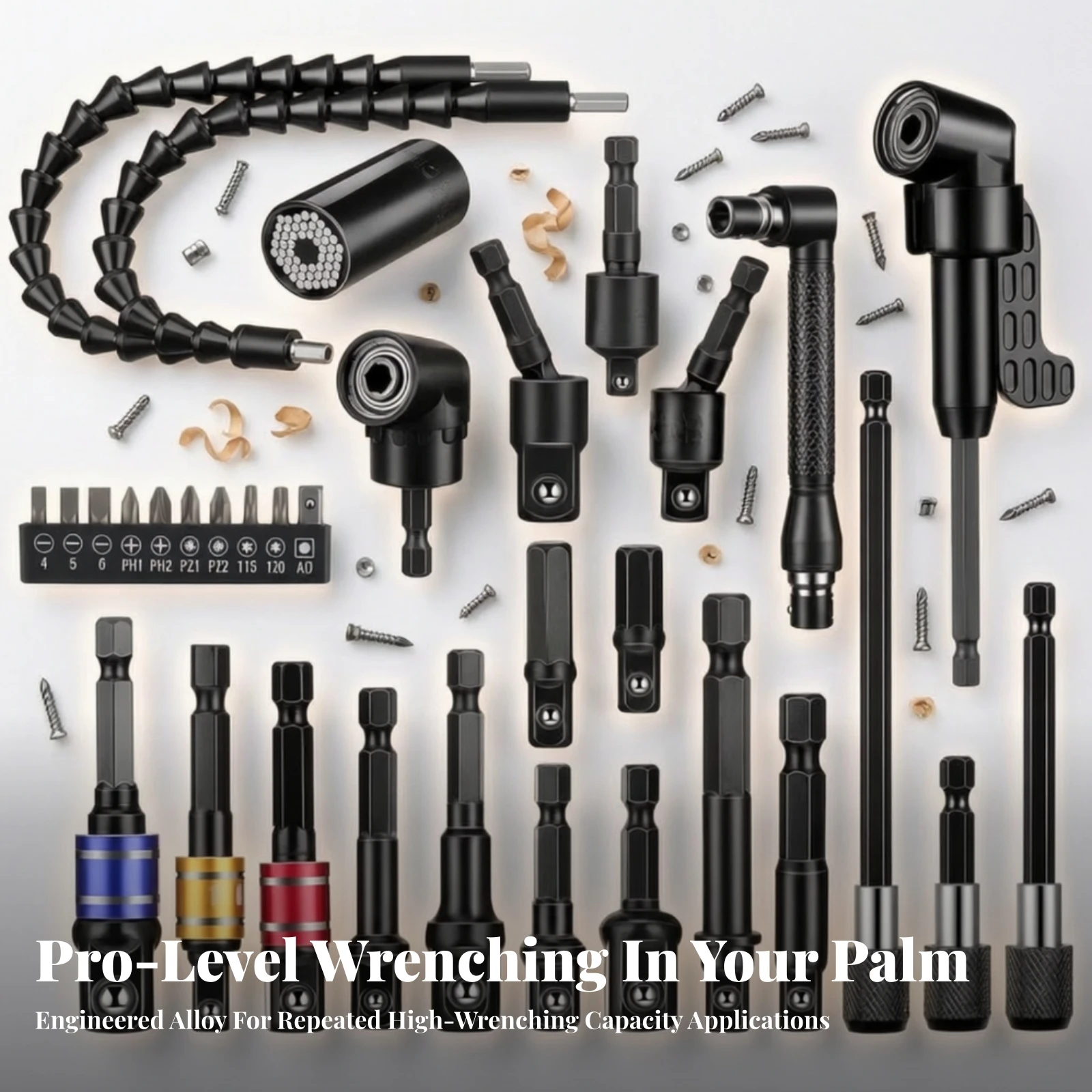 33 Pieces Drill Attachment Kit Impact-Ready Right Angle Drill Adapter Flexible Shaft Extension Compact Tool Accessory for DIYers