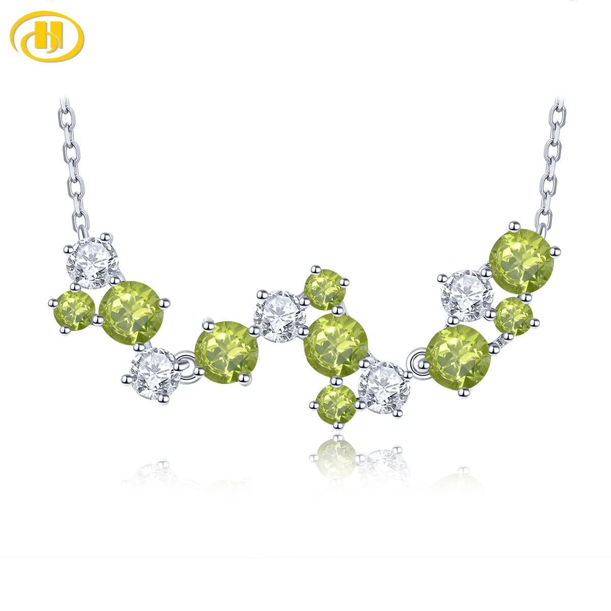 Natural Peridot Sterling Silver Necklace Pendant 3.2 Carats Genuine Birthstone Women Necklace Romantic Fine Jewelry Gifts