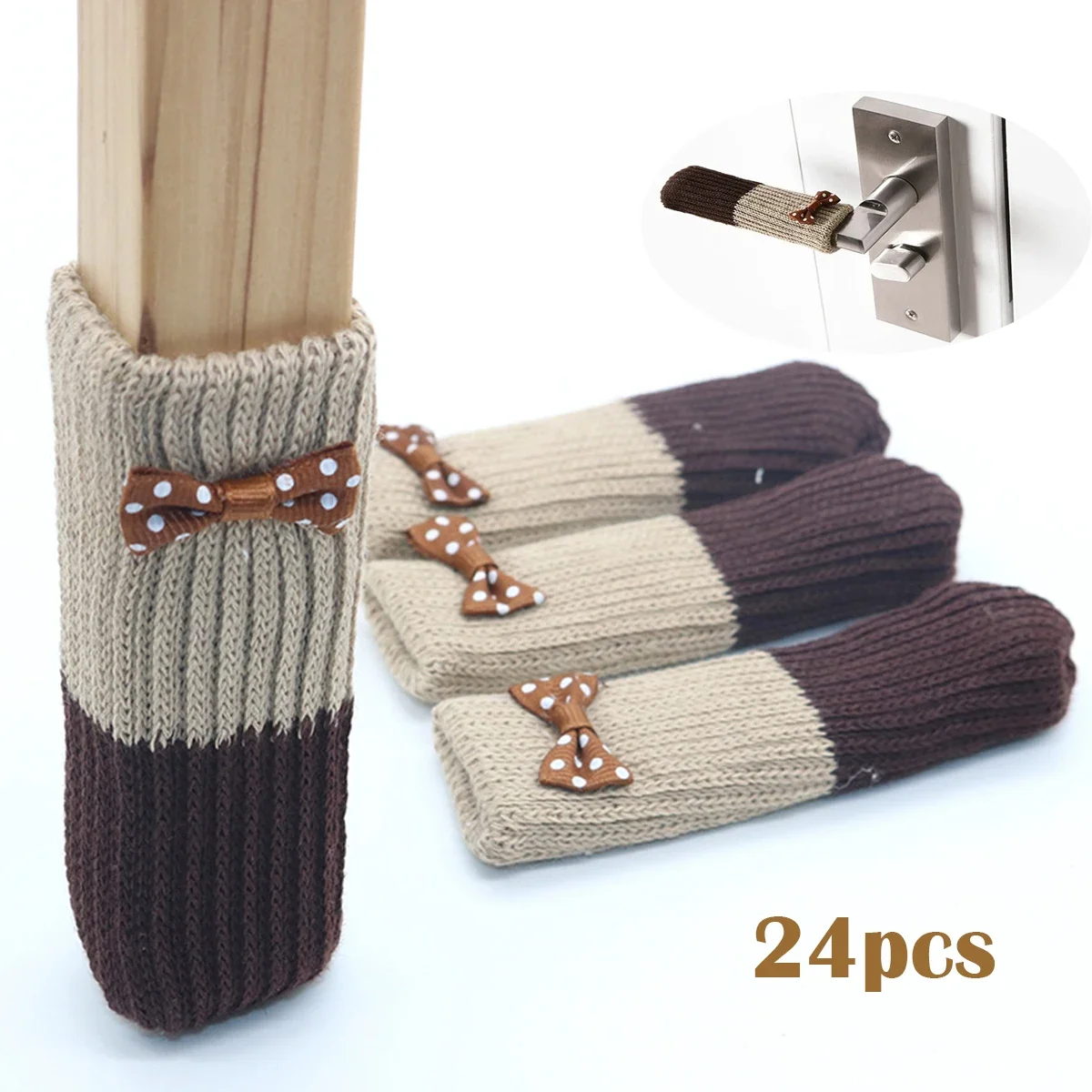 

24Pcs Table Chair Foot Cover Knitted Socks Cat Claw Mute Non-Slip Wear Table Chair Foot Leg Leg Knit Cover Protector