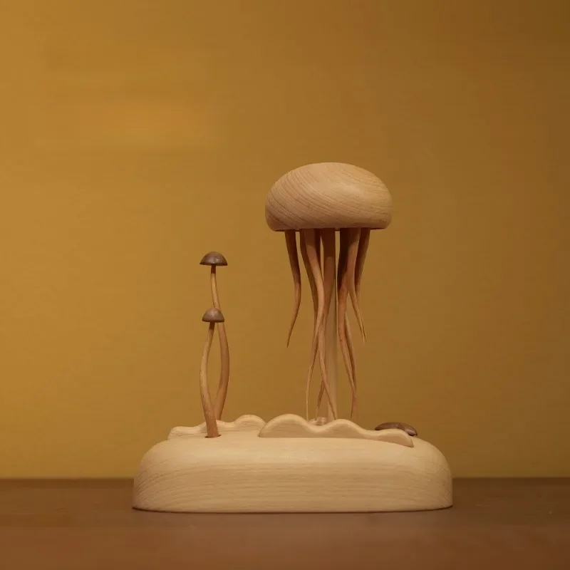 Wooden mechanical jellyfish Creative smart tabletop decoration holiday gift Wooden crafts