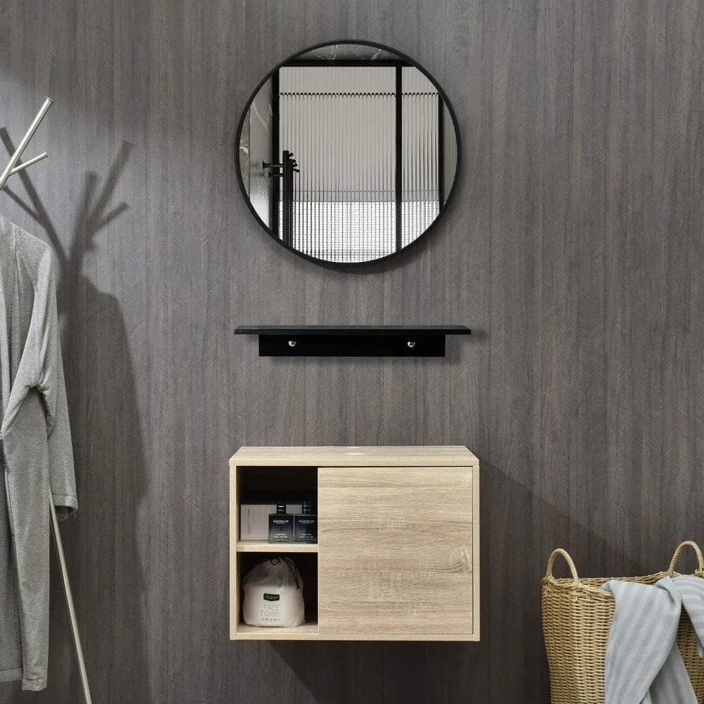 Wall-Mounted Bathroom Vanity with Mirror,Vanity Bathroom with Door Storage