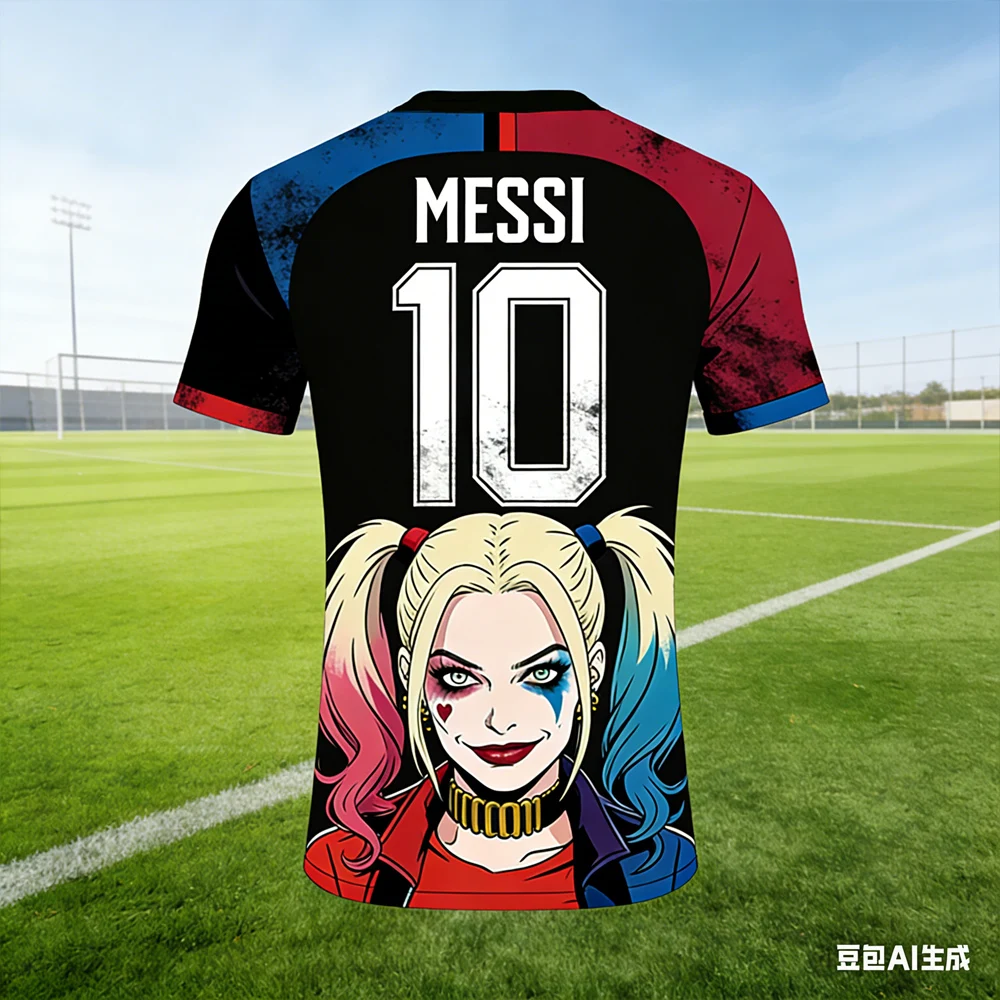 Messi #10 AI-generated Harley Quinn Soccer Jersey 2026 Men's Breathable Children's Clothing Short Sleeve Football Fan Tee view 4