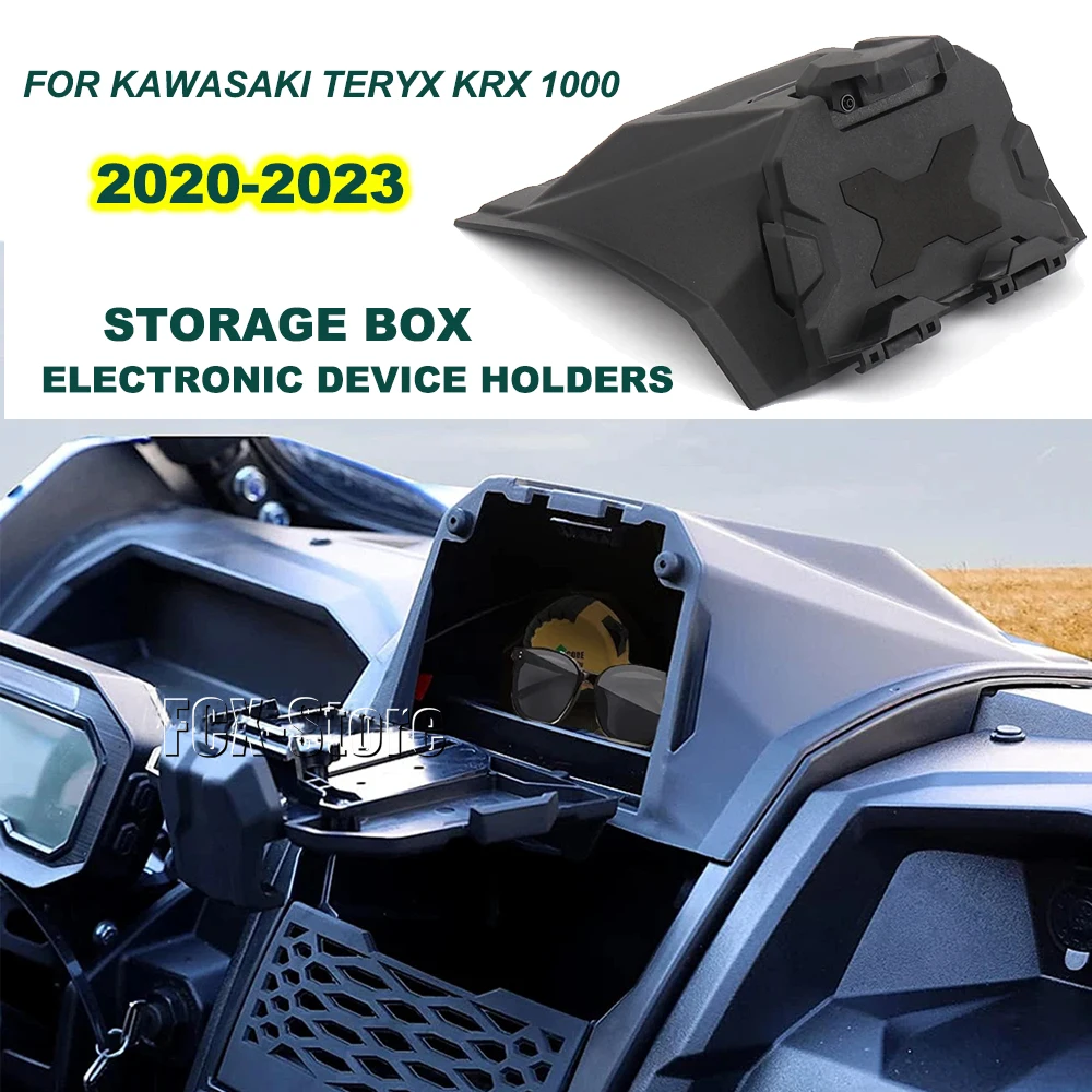 For Kawasaki Teryx KRX 1000 2020 2021 2022 2023 Black Electronic Device Tablet Phone Holder With Storage Box New Accessories