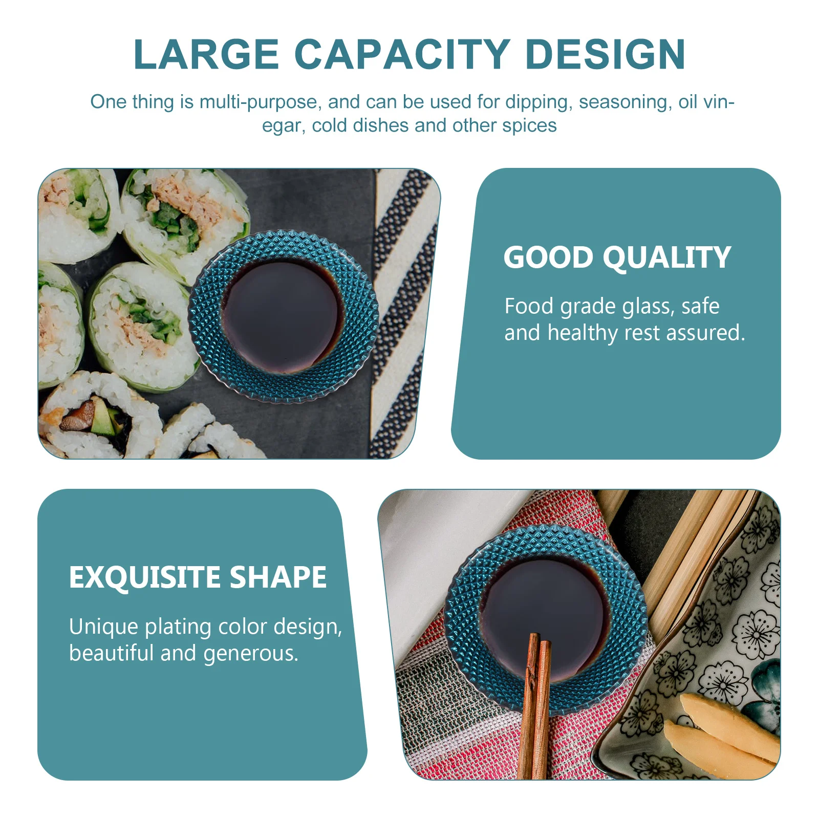 

1Pcs Sauce Dish Glass Seasoning Bowl Portable for Soy Sauce Mustard Chili Oil Appetizer Plate Kitchen Condiment Dish