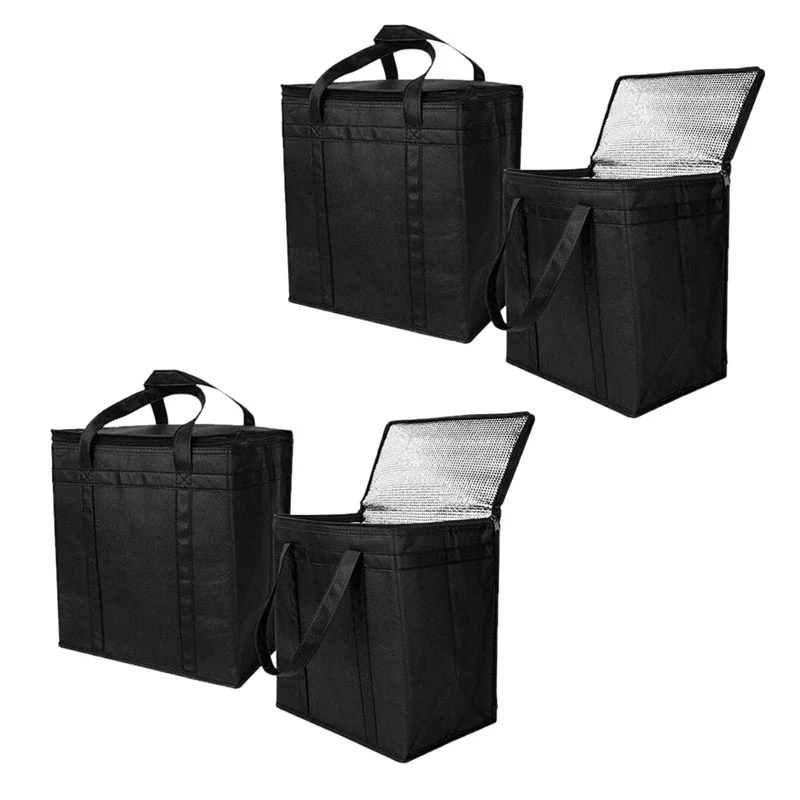 Promotion!4 Pack Insulated Reusable Grocery Bag Food Delivery Bag With Dual Zipper