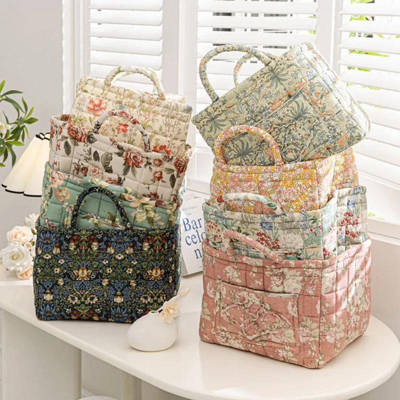 Korean Style Sweet Flower Storage Baskets Laundry Basket Portable Storage Basket Clothing Organization Home Decoration
