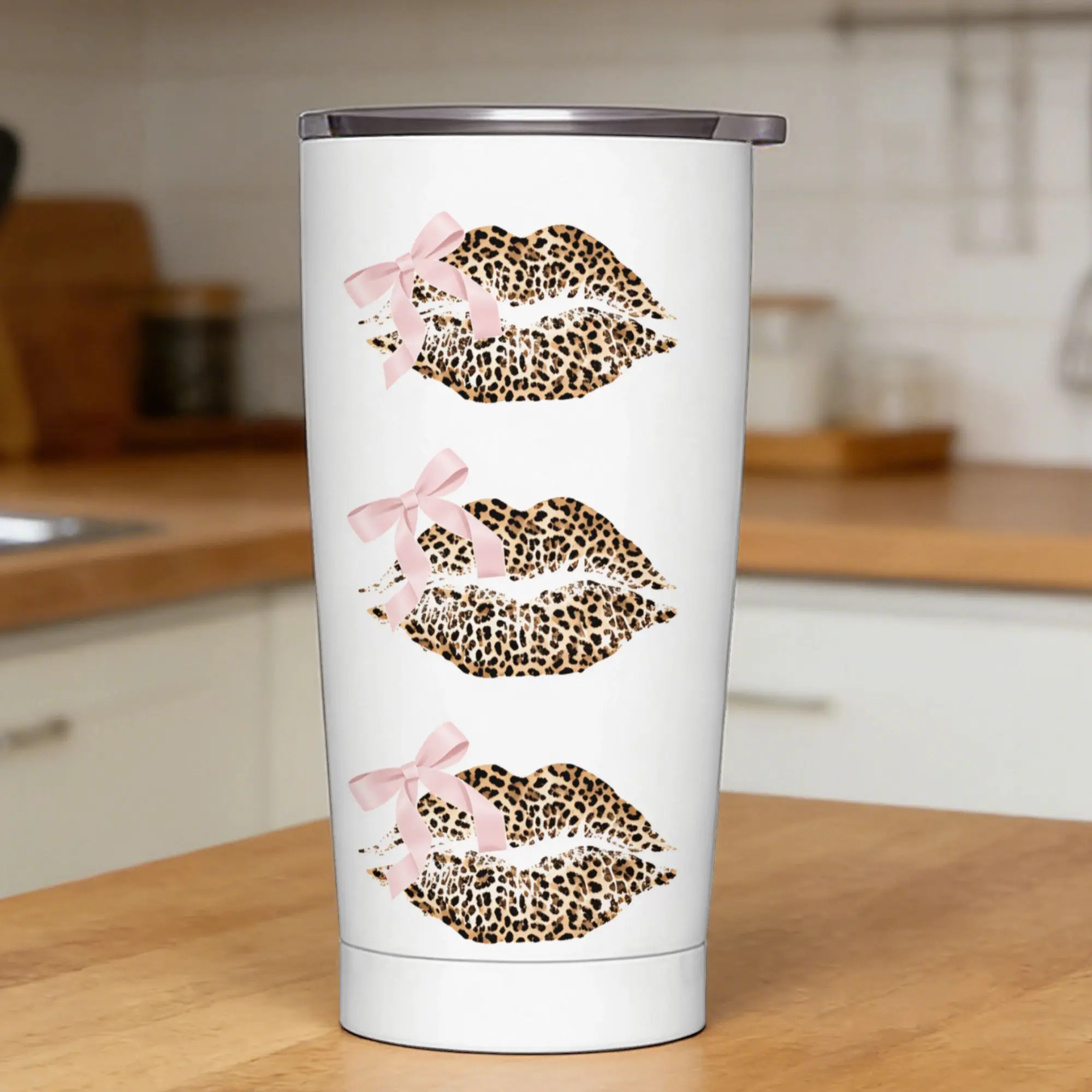 Leopard & Card Print Tumbler  Cold Drink Heat Preservation Stainless Steel Thermal Mug Design Car Mugs,