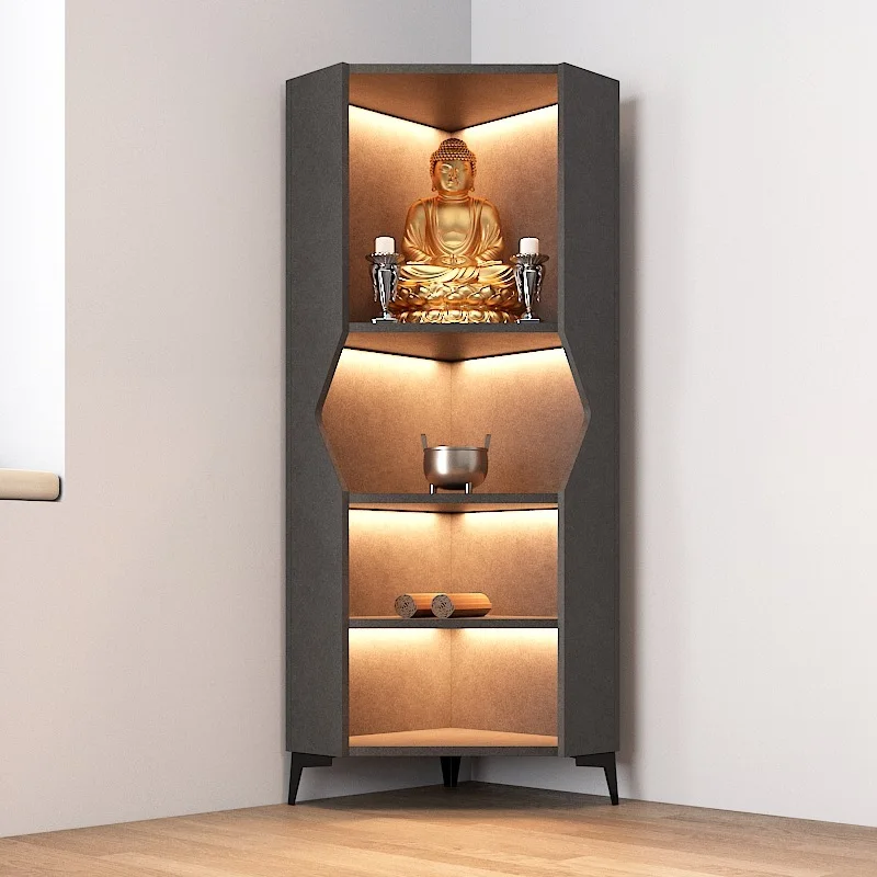 

Modern simple corner Buddhist shrine household offering table for the God of Wealth