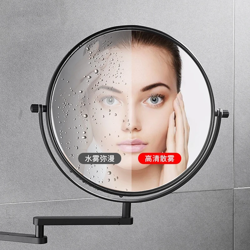 Bathroom Makeup Mirrors 6 inch Wall Mounted Bathroom Mirror 360 Degree Telescopic Folding 2-Face Double Bath Cosmetic Mirrors