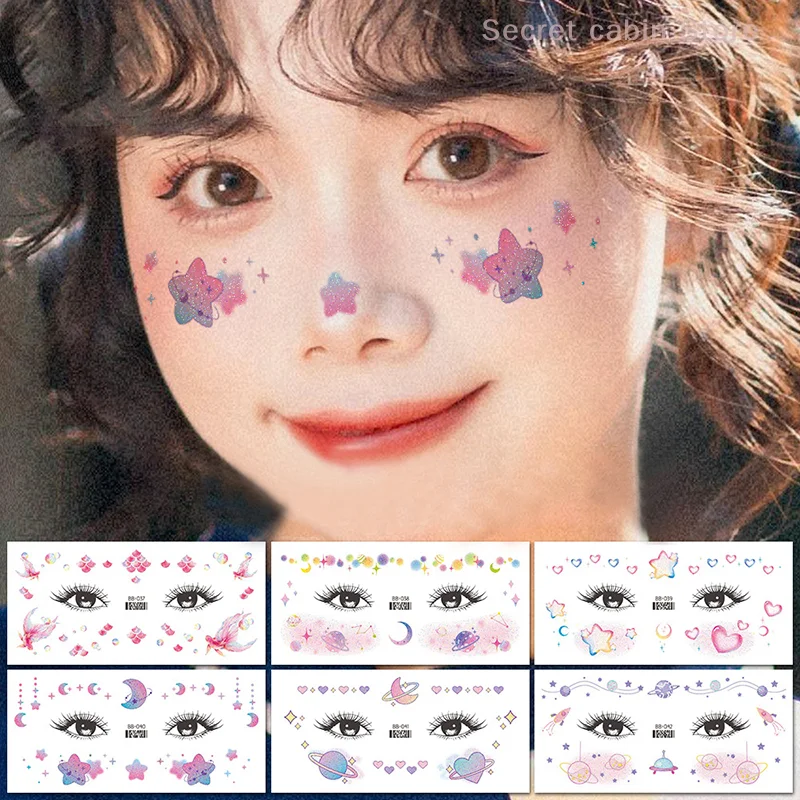 Temporary Eye Tattoo Sticker Glitter Stickers Face Makeup Beauty Moon Stars Face Jewels Tattoo Waterproof Sticker