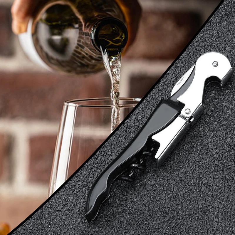 Wine Bottle Opener,Stainless Steel Corkscrew for Party Bar,Portable Screw Double Hinged Design  Beer Cap Remover Kitchen Tools