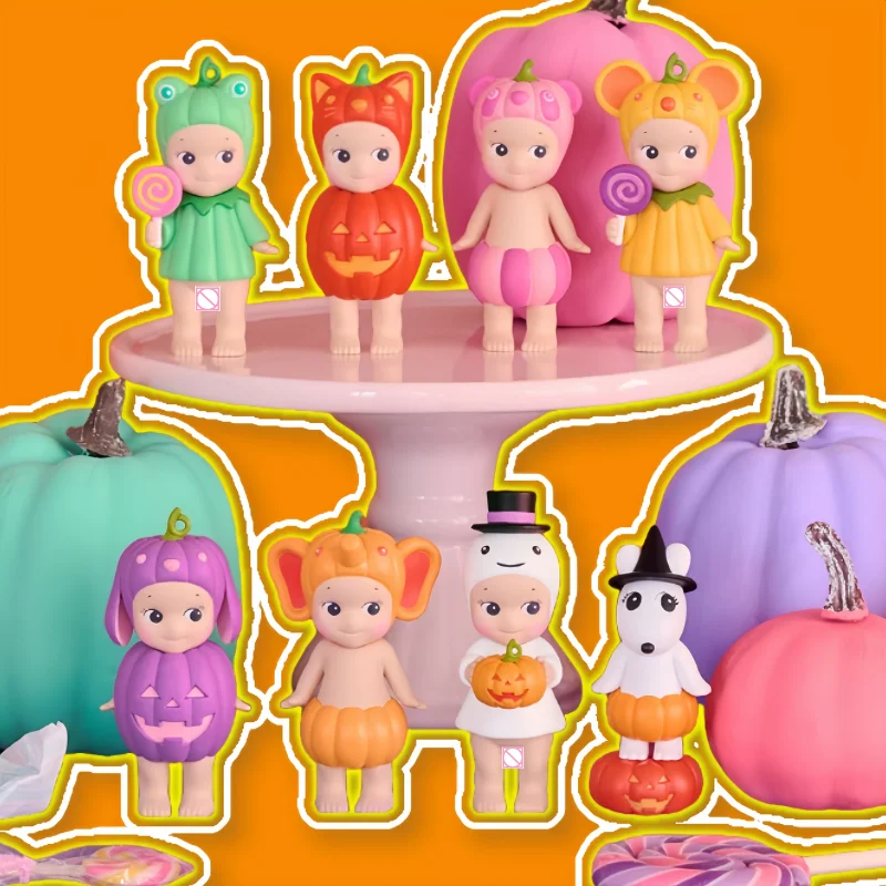 

2025 оригинальная мини-фигурка Dreams Sonny Angel с тыквой, серия, слепая коробка, милая модель куклы, коллекционная декоративная игрушка, подарок на Хэллоуин