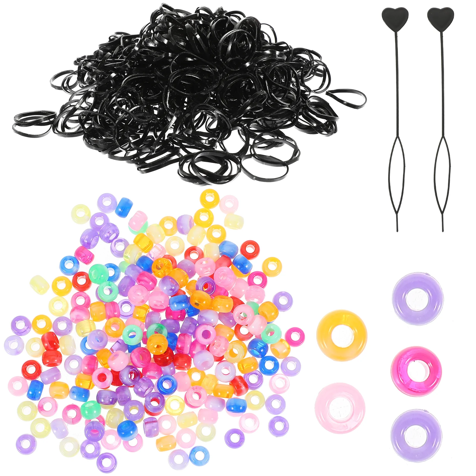 

Bucket Bead Set Dreadlocks Hair Jewelry Ring Braids Resin Transparent Clear Colored Crafts Girls DIY Tube Beads Braiding