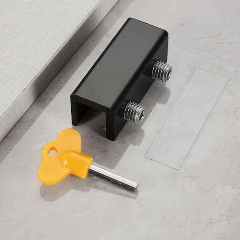 1pc Window Locks for Vertical and Horizontal Windows, Adjustable Aluminum Window Stoppers, No-Drill Install