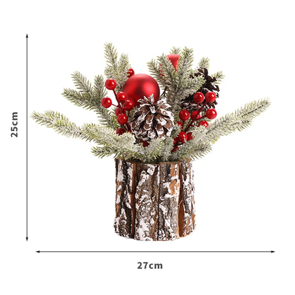 

Practical Christmas Tree Christmas Decoration PE Frosted Branches Berries Party Home Desktop Decor Xmas Flocked