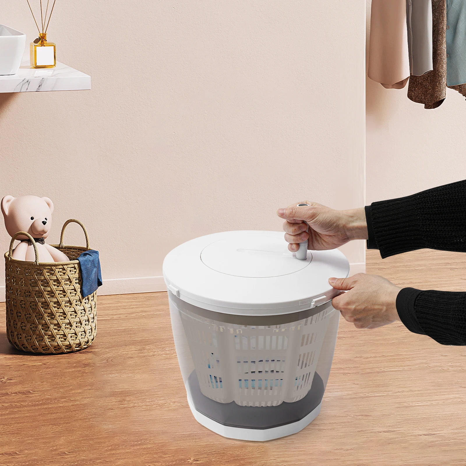 

Мини-ручная стиральная машина 2 в 1, неэлектрическая серая компактная ручная стиральная машина, сушилка для нижнего белья, носков, подгузников