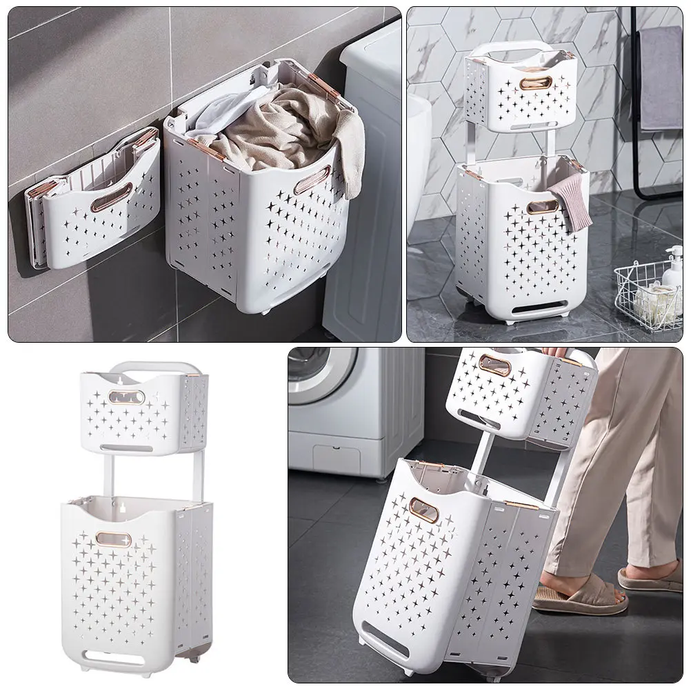 

Foldable Laundry Basket with Wheels Large Capacity Collapsing Clothes Hamper for Home Laundry Room Room Easy