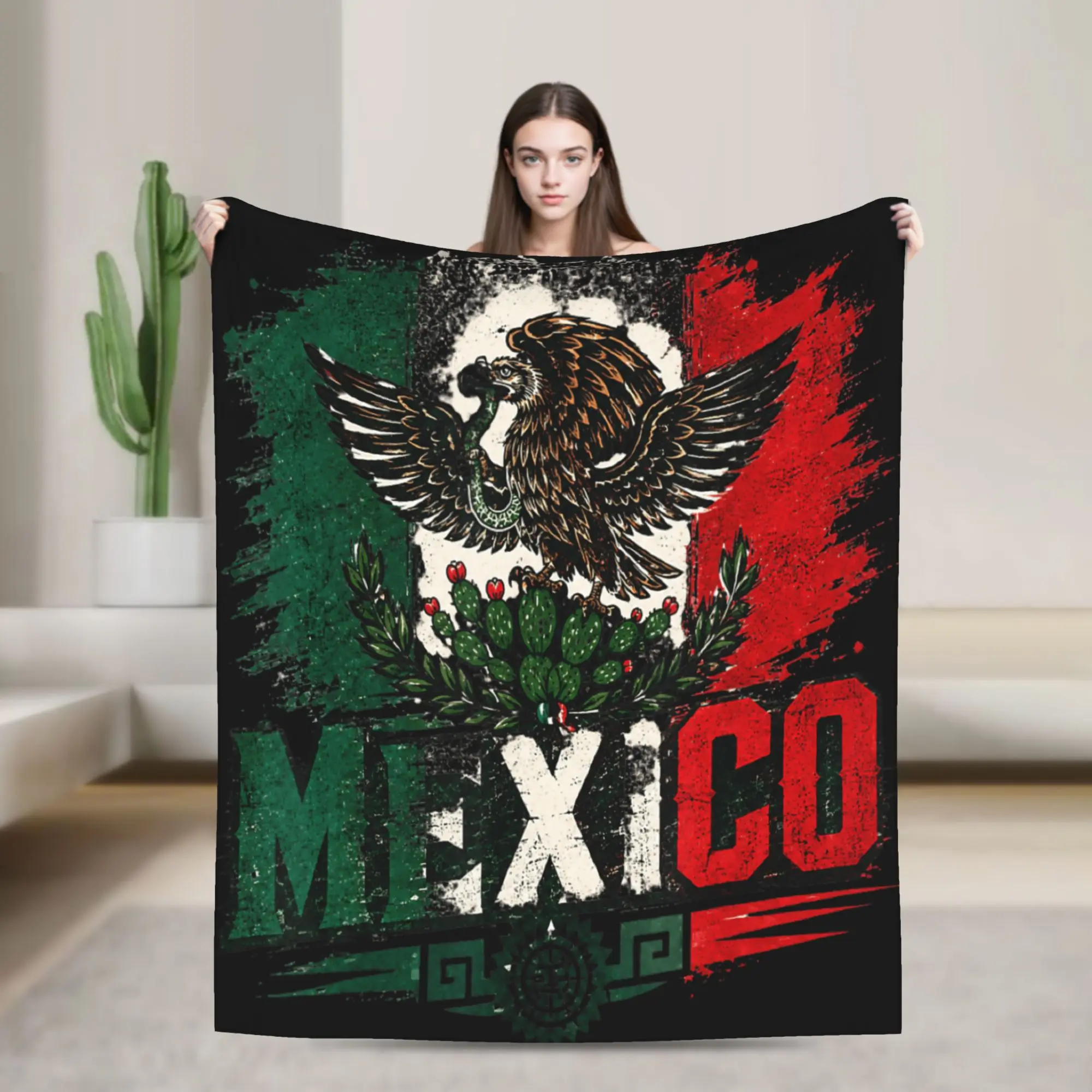 Mexico Flag Eagle Heritage Blanket Quality Super Warm  Throw Blanket Winter Girls Boys Couch Bed Pattern Bedspread