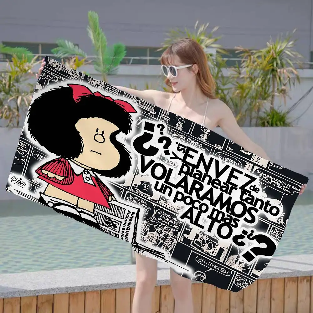 M-Mafalda Girl Bath Towel Microfiber Soft Water Absorbing Breathable For Girl Kids Decorative Cartoon Beach Towel