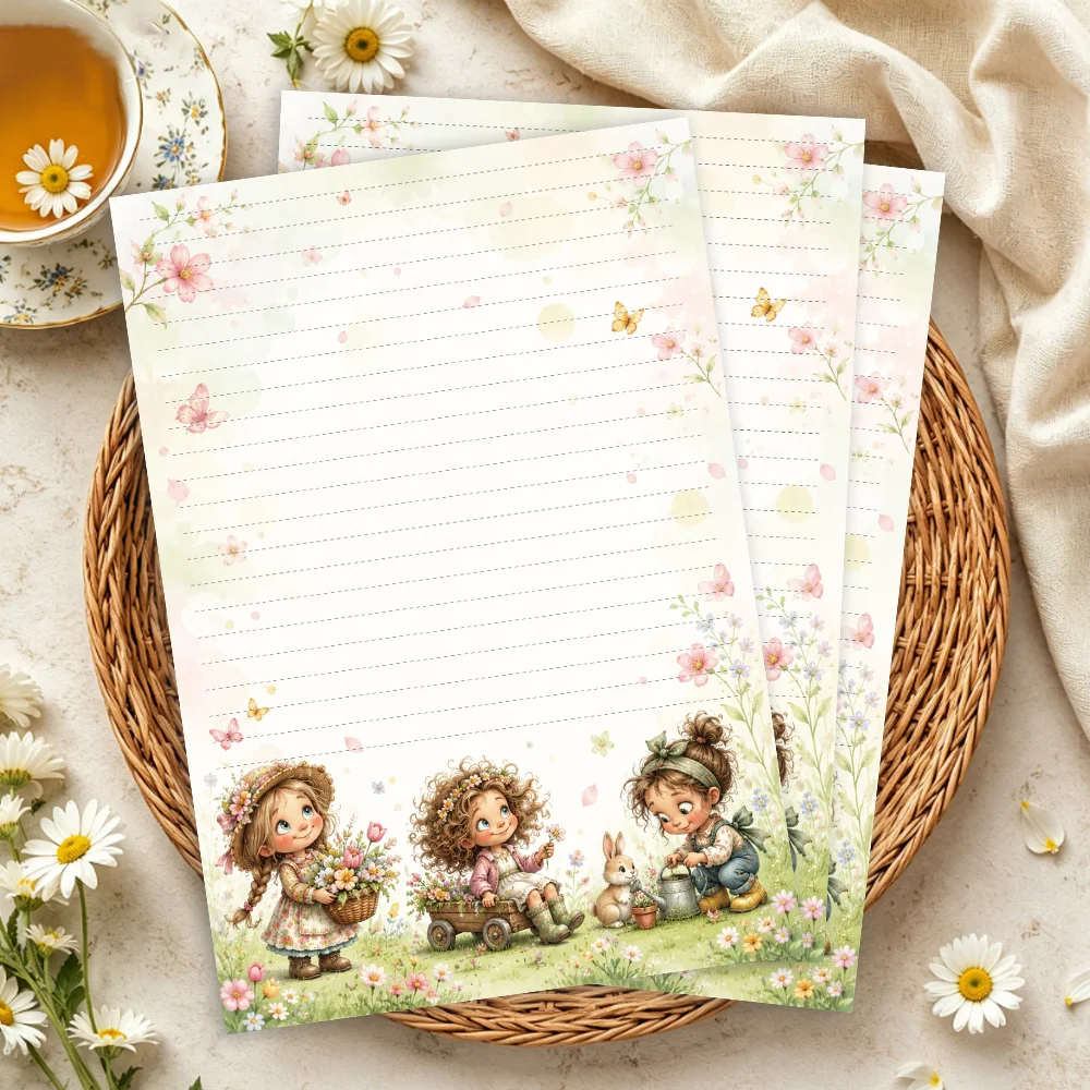 30 Sheets, B5 Spring Fairy Tale Themed Writing Paper, Lined, No Glue, Perfect For Notebooks, Memos, And Stickers