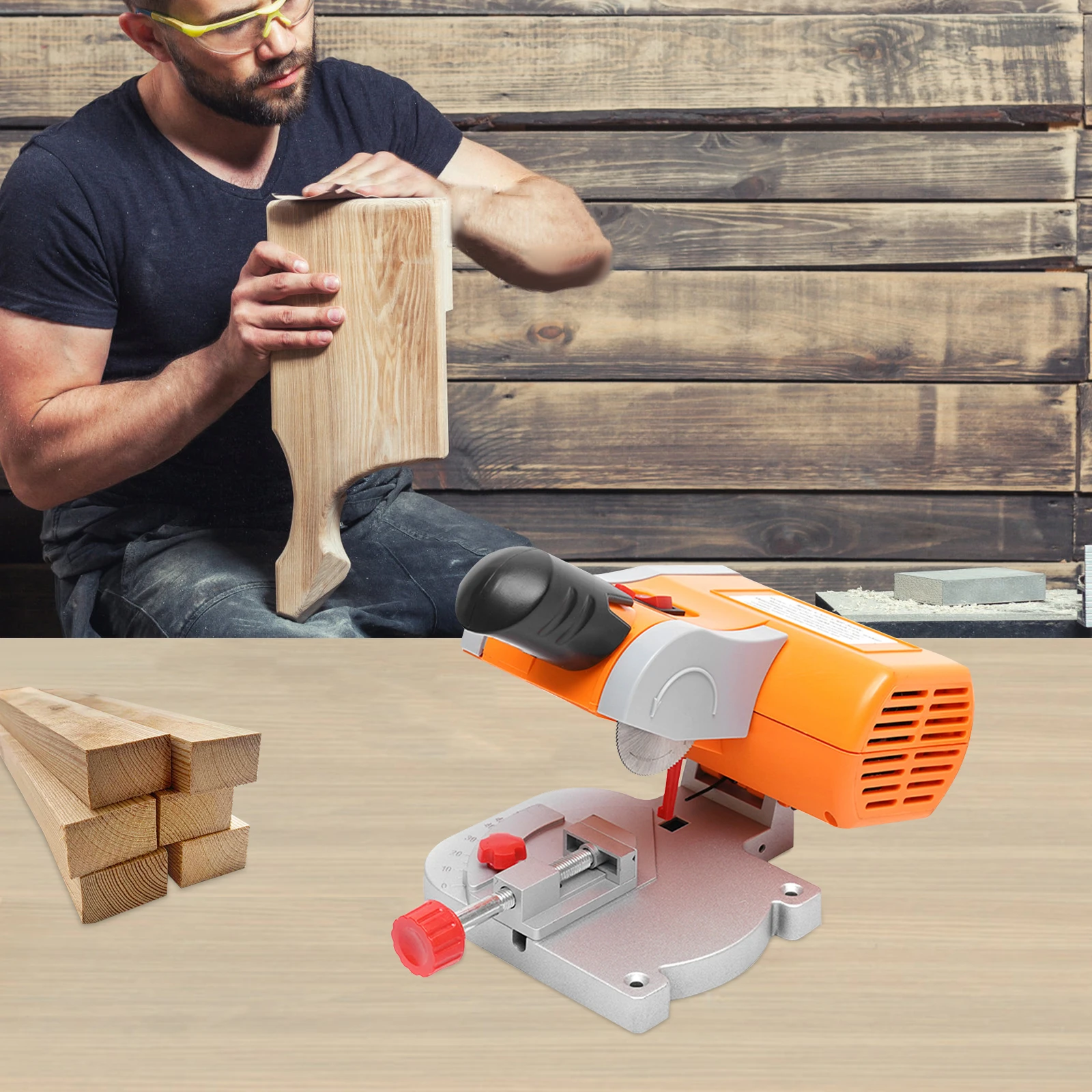 

Mini Bench Cut-off Miter Saw Set 110V Power Benchtop Accurate Precision Cutting Machine with 2" Blade 1/2" Cuting Depth Cutter