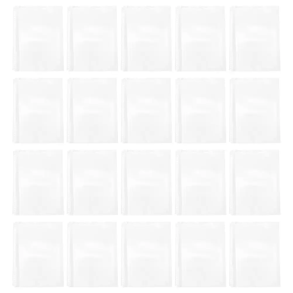 20Pcs A4 Clear Document Sleeves 30-Hole Hardwearing PP Binder Pockets for Photos Recipes Sheet Music Certificates Organizer