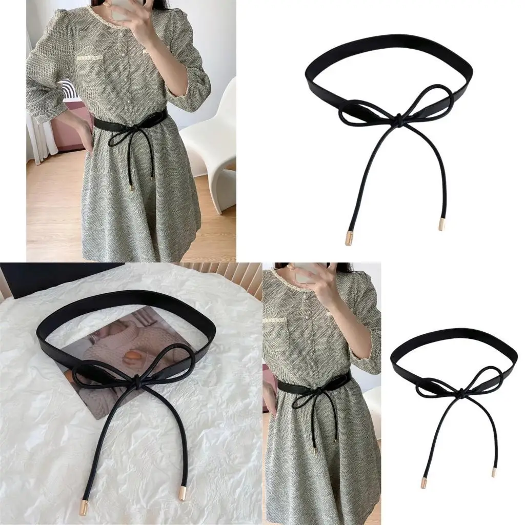 

652F Wear Resistant PU Leather Waist Belt Tie Waist Belt for Girl Women Decorative Waist Belt for Coat Skirts Jeans