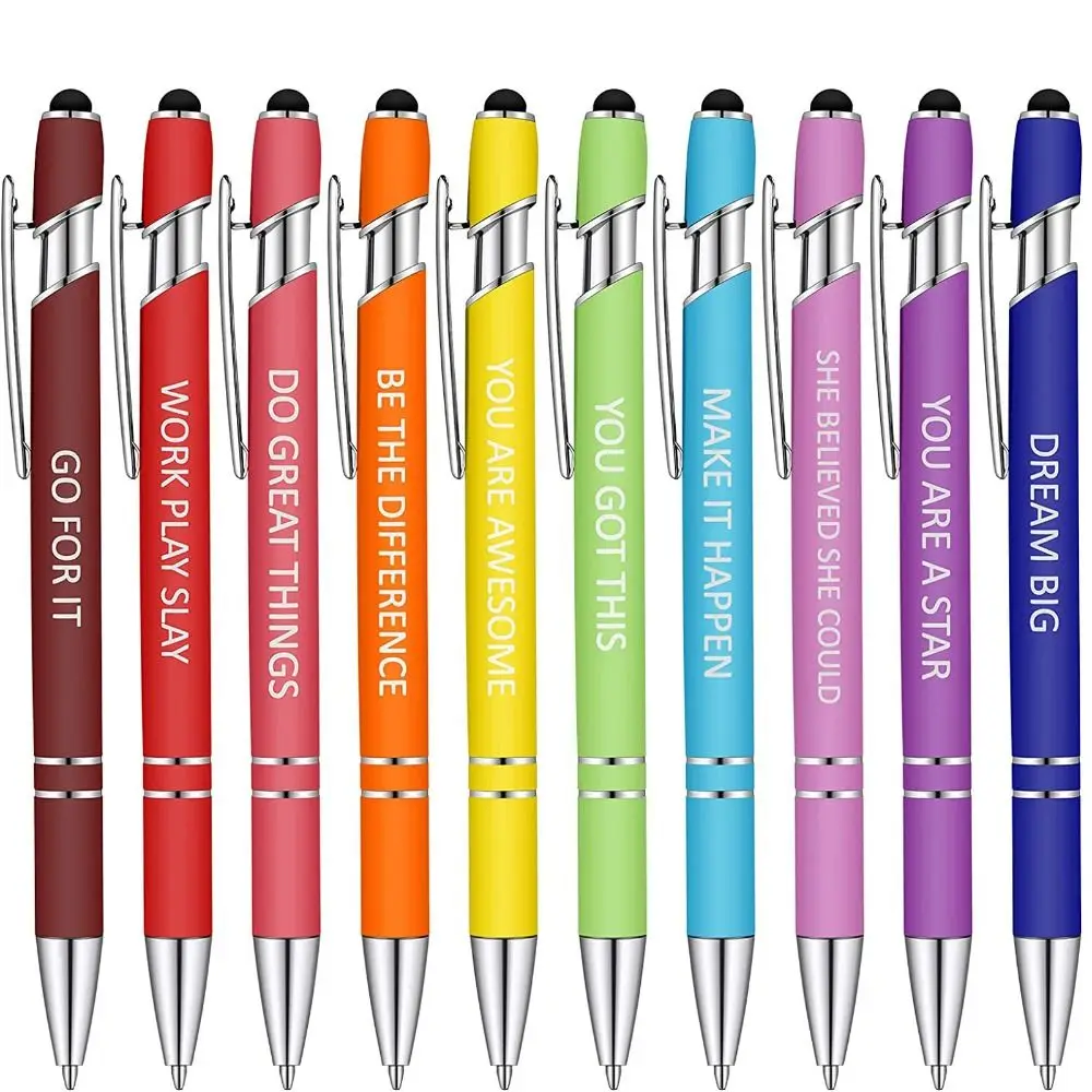 caneta esferografica de metal personalizada personalizado stylus dica condensador pen grupo multi purpose diverting metal press pen 10 pcs 01