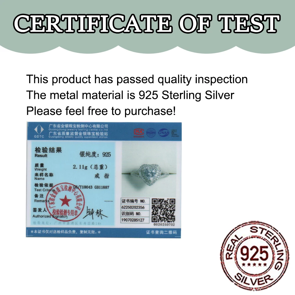 QooLady 925 فضة فاخر لامعة زركون معبد شكل قلب خواتم للنساء الزفاف مجوهرات الخطوبة هدايا SR081 #6