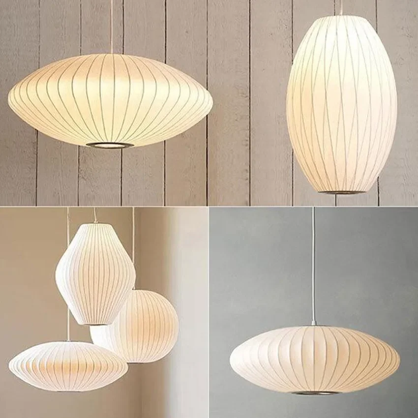 

Nordic Cloth Pendant Lights Dining room Creative White Silk Chandeliers Lamp Living Room Restaurant Loft Bar Indoor Pendant Lamp